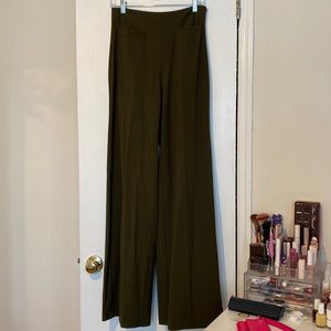 mango wide leg army green pants